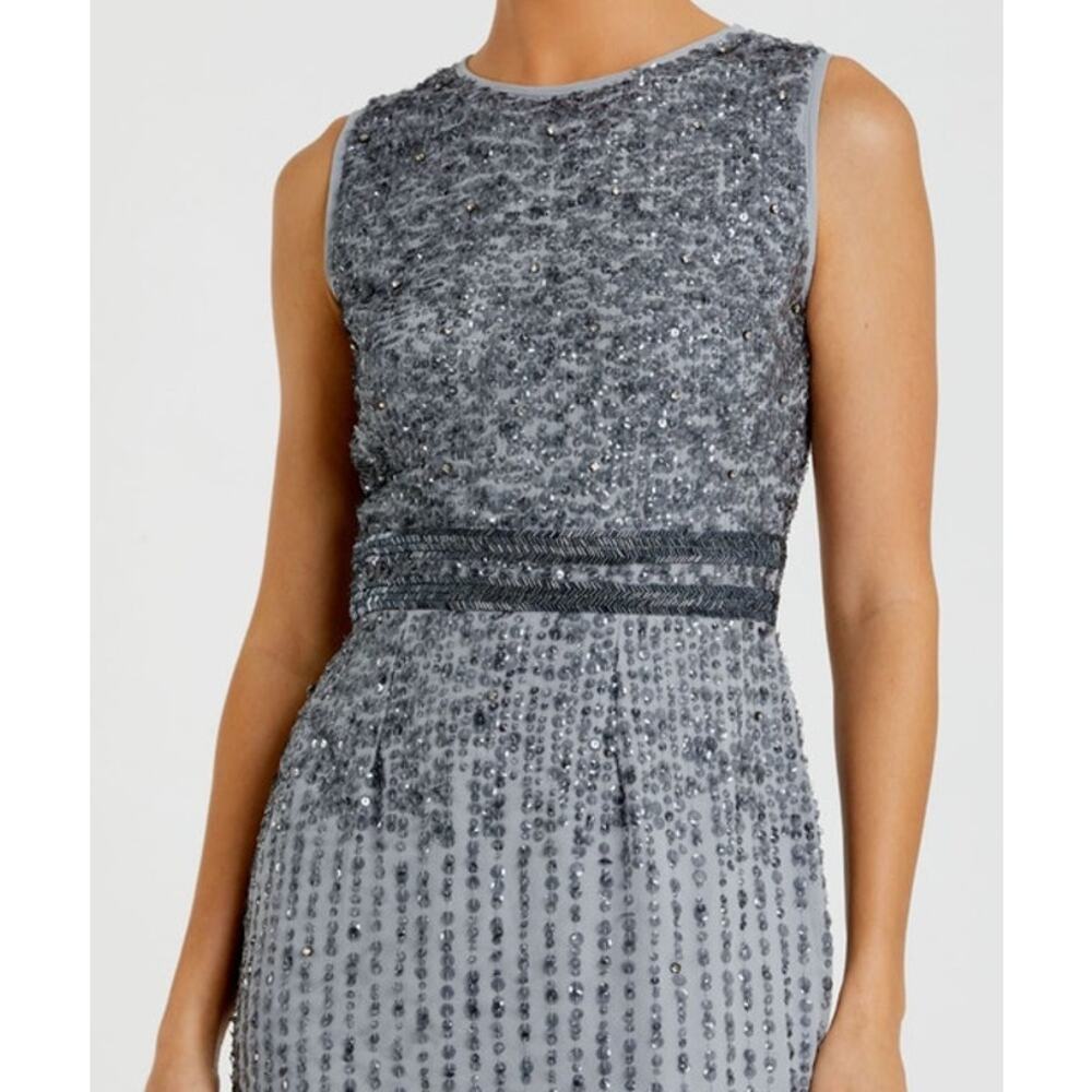 MAC DUGGAL Dress Size 18 Evening Gown Sequin NEW Gray Sleeveless Midi Sheath - Picture 9 of 9